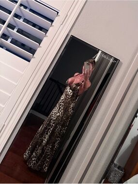 Camille La Vie Leopard Print Slip Maxi Dress - Brown & Black